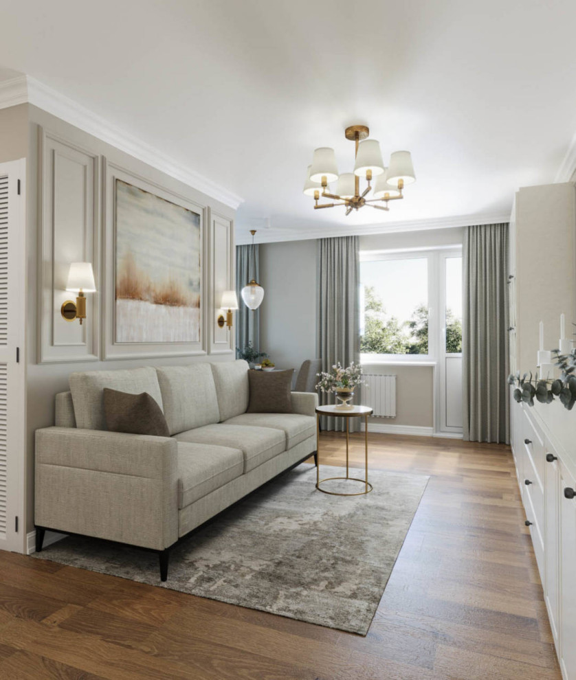 Design apartment in Krasnoyarsk 37 m² in neoclassical style