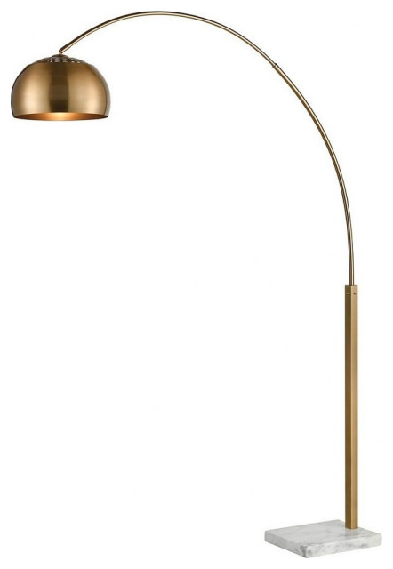 Arched Floor Lamp Aged Brass White, Floor Lamp Gold Finish