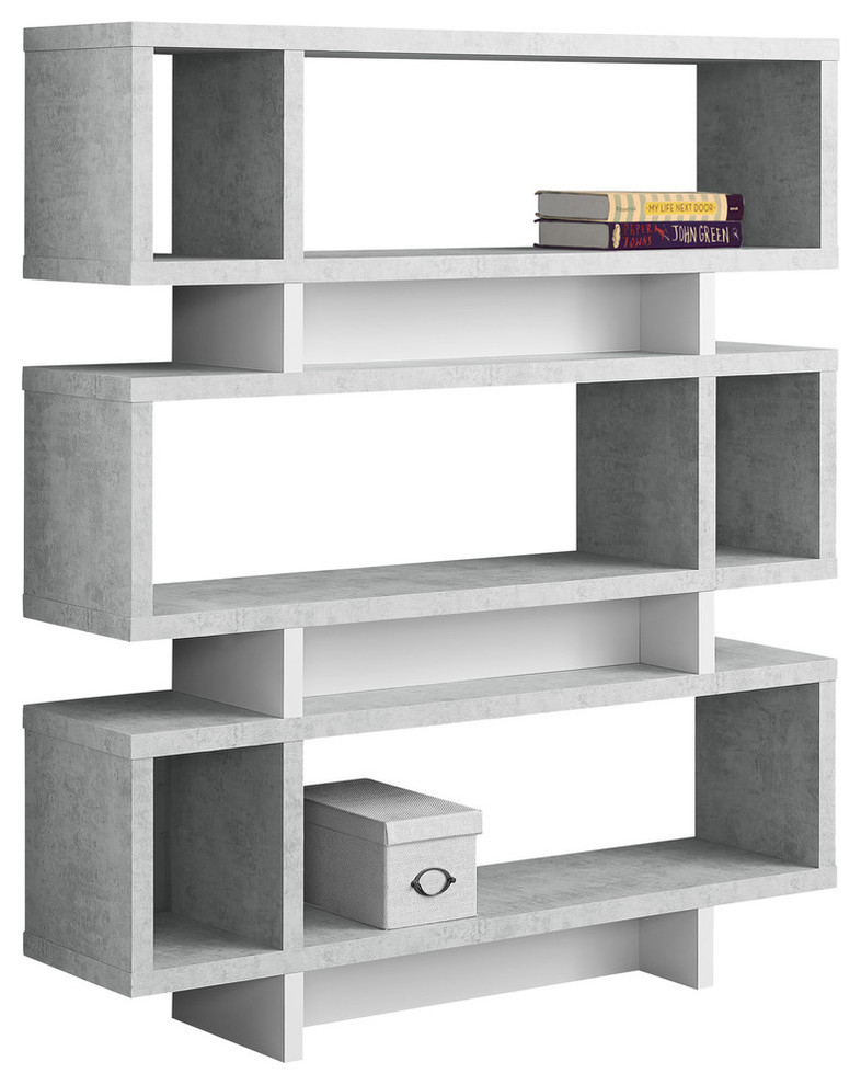 Bookshelf, Bookcase, Etagere, 4 Tier, 55"H, Office, Bedroom, Laminate, Gray