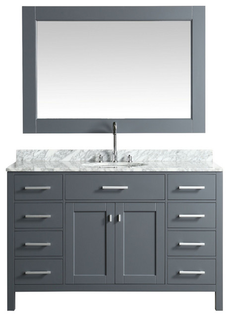 London 54" Gray Single Sink Vanity Set - Transitional - Bathroom ...