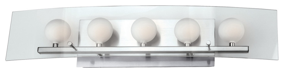 Lite Source LS-16455 5 Light 6.5"W Bathroom Fixture - Polished Steel / Frost