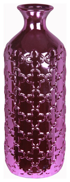 Privilege Large Ceramic Metallic Purple Vase Mediterranean