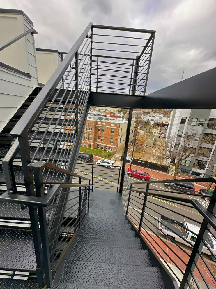Metal Staircase with meal railings