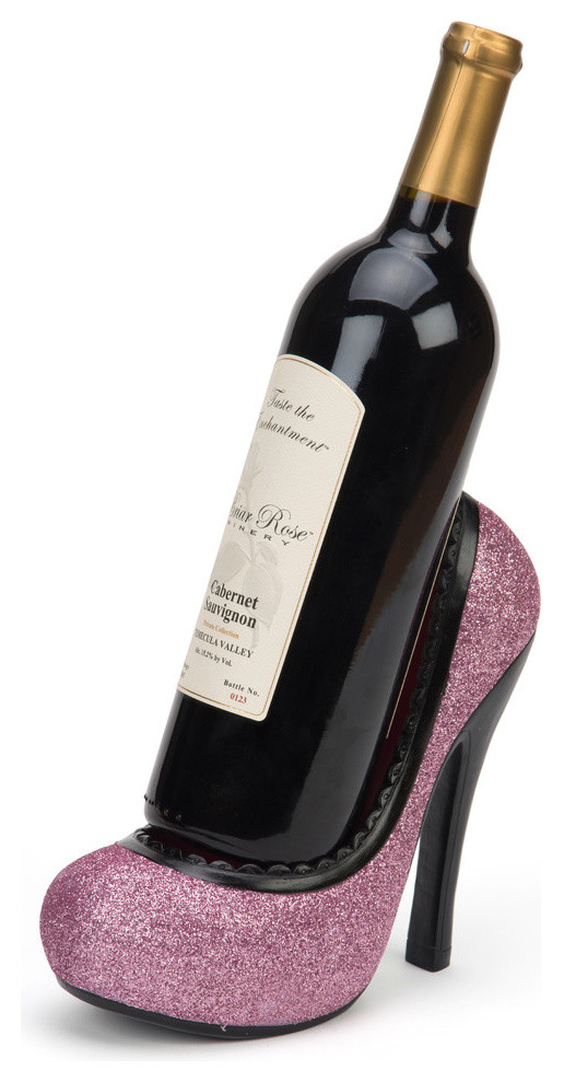 High Heel Wine Bottle Holder, Pink Eclectic Wine Racks by