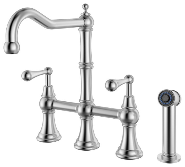 Whitehaus WHSB14007-SK Waterhaus 1.5 GPM Bridge Kitchen Faucet ...