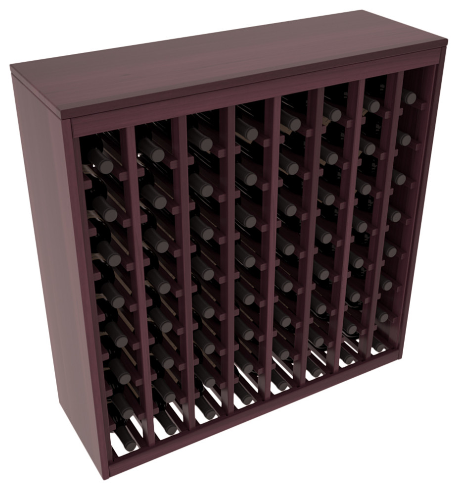 64-Bottle Deluxe Wine Rack,  Redwood, Burgundy + Satin