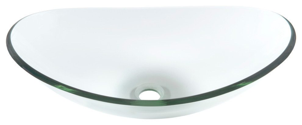 Topia Oval Glass Vessel Sink, Clear
