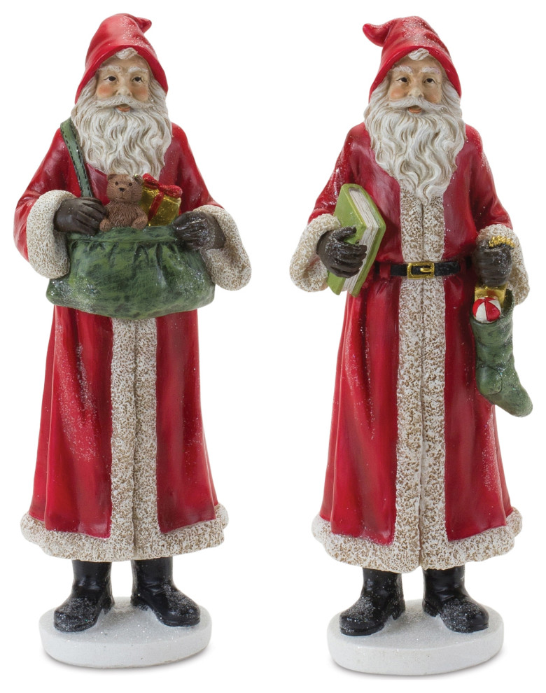 Santa With Toys Figurine, 2-Piece Set