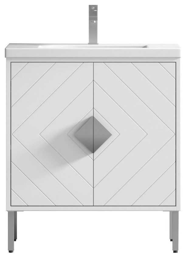 30" Tennant Brand Modern Style White Eileen Bathroom Sink Vanity