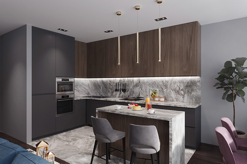 Дизайн кухни-гостиной с современном стиле