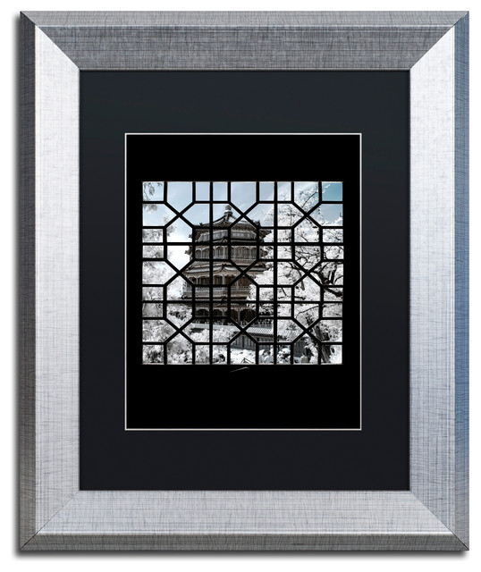 Philippe Hugonnard 'Window Temple' Art, Silver Frame, Black Matte, 14"x11"
