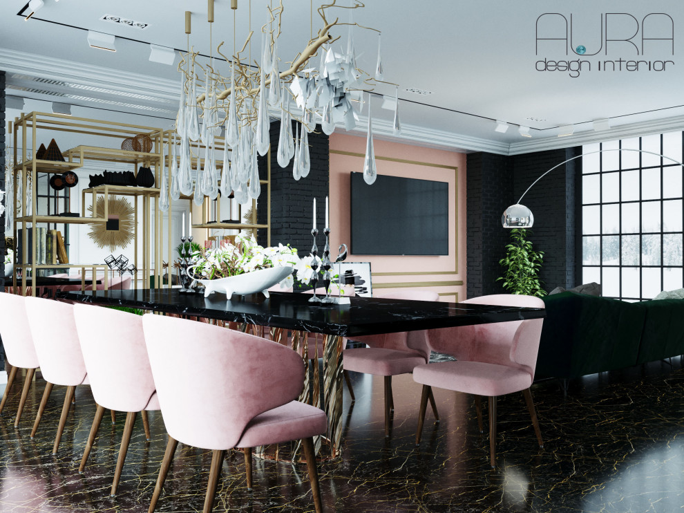 Дизайн кухни гостиной в загородном доме