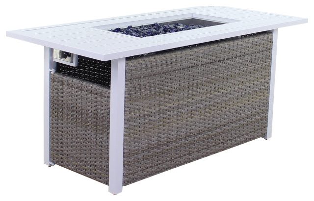 Courtyard Casual Santa Fe Rectangle Fire Pit With Blue Fire Glass ...