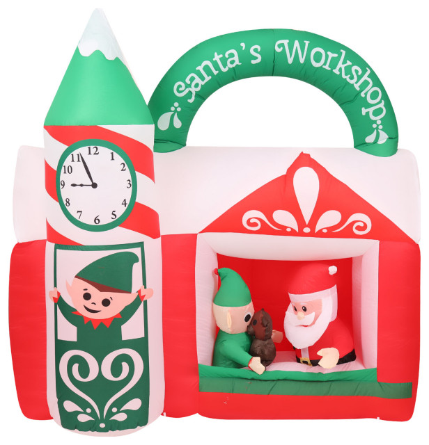 7' PreLit Inflatable Santa's Outdoor Christmas Decoration