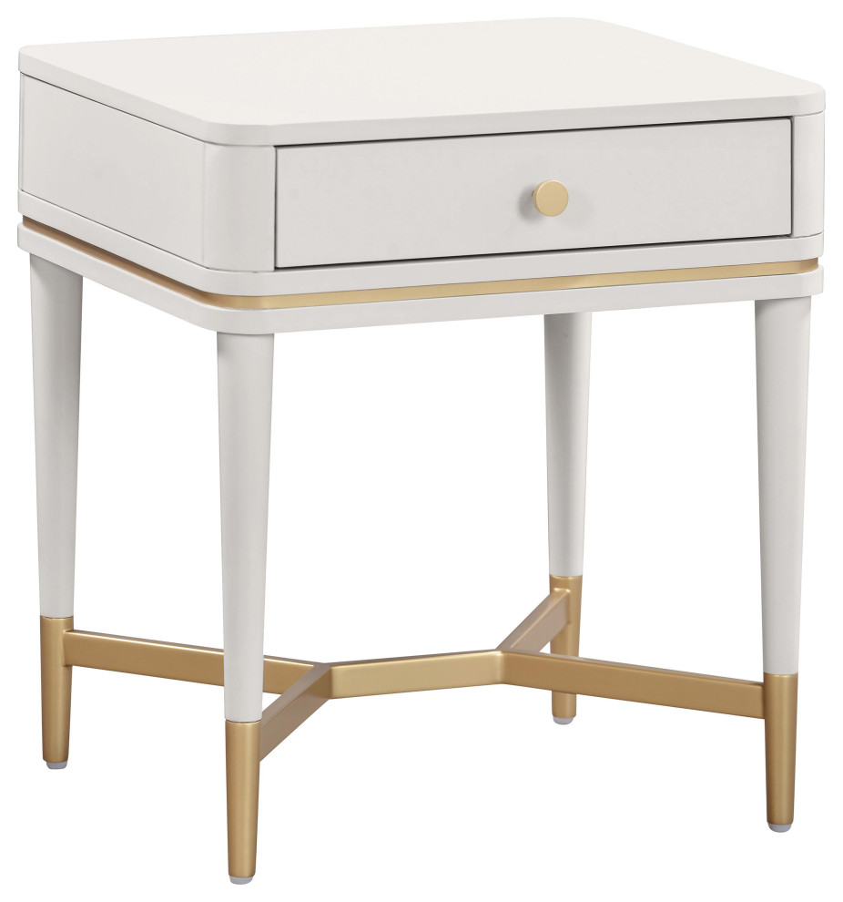 Julieta Cream Nightstand - Cream - Midcentury - Nightstands And Bedside ...