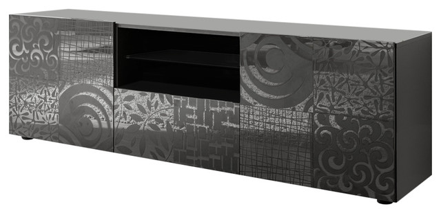 Miro Decorative TV Unit, 181 cm, Grey Gloss