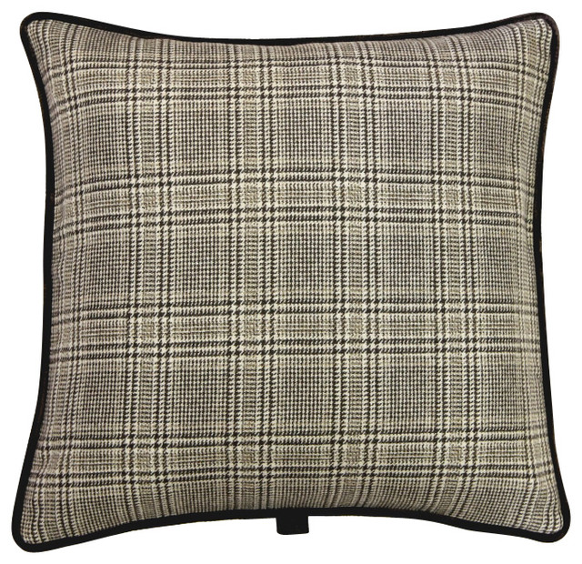 Sartorial Home - Sartorial Home Pillow: Taupe & Cream Plaid & Solid Beige & Reviews Houzz