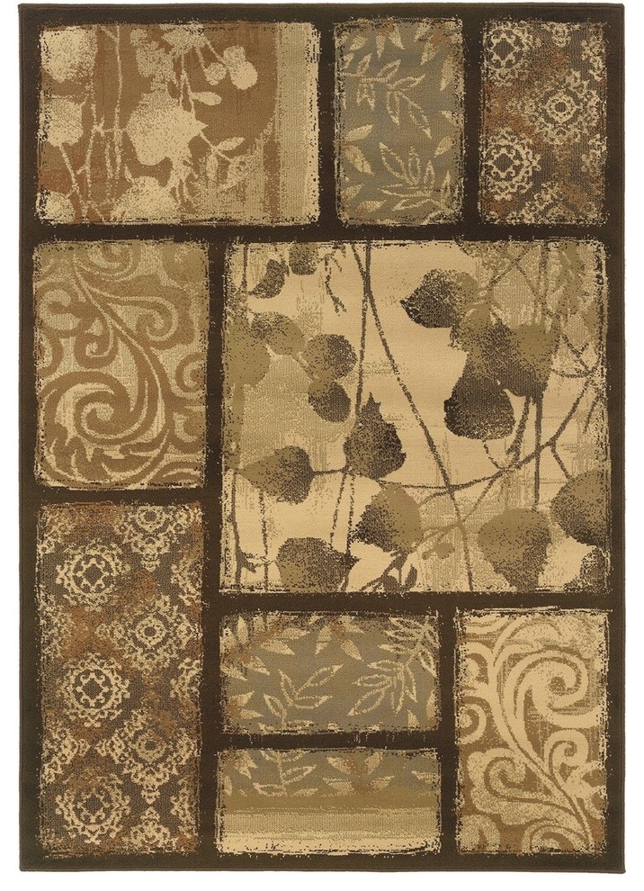 Oriental Weavers Darcy Brown Tan Area Rug, 8025D, 1'10"x7'3