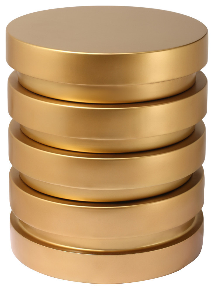 Levels Round Brushed Gold End Table Contemporary Side Tables And