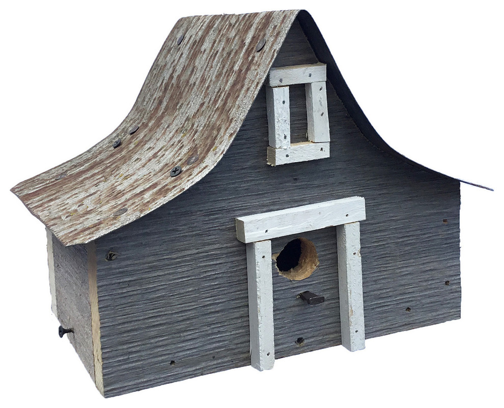 Weathered Pine Antique A-Frame Bird House - Rustic - Birdhouses - by ...