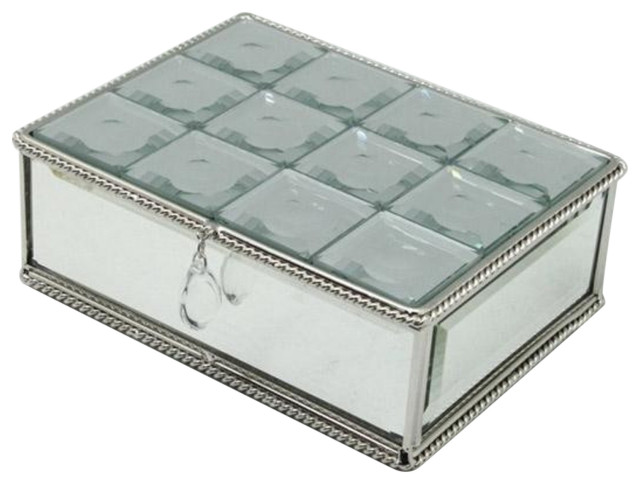 Elegance Multi Faceted Mirrored Jewelry Box Contemporary Elegance Multi Faceted Mirrored Jewelry