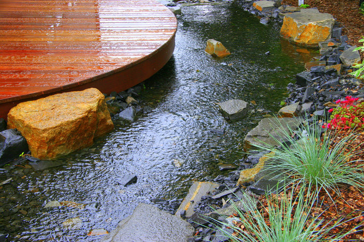 Inspiration for a mid-sized transitional backyard deck remodel in Calgary