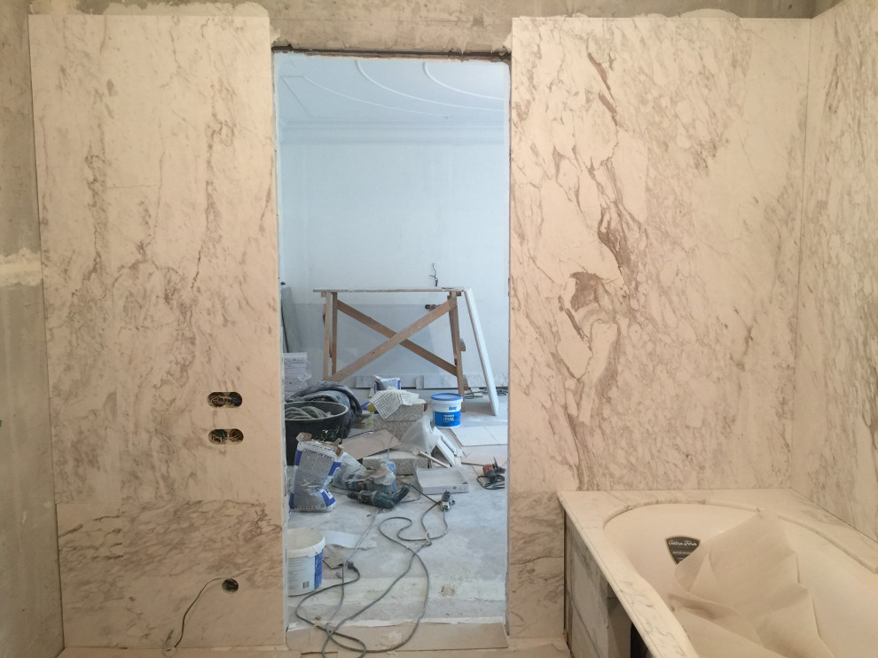 Отделка Ванной комнаты мрамором "Volokas" (Греция)