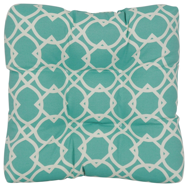 19" Squared Outdoor Tufted Dining Chair Cushions, Set of 2, Elipse Pool