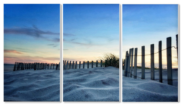 Sand Dune Fence at Sundown 3-Piece Triptych Wall Plaque Set