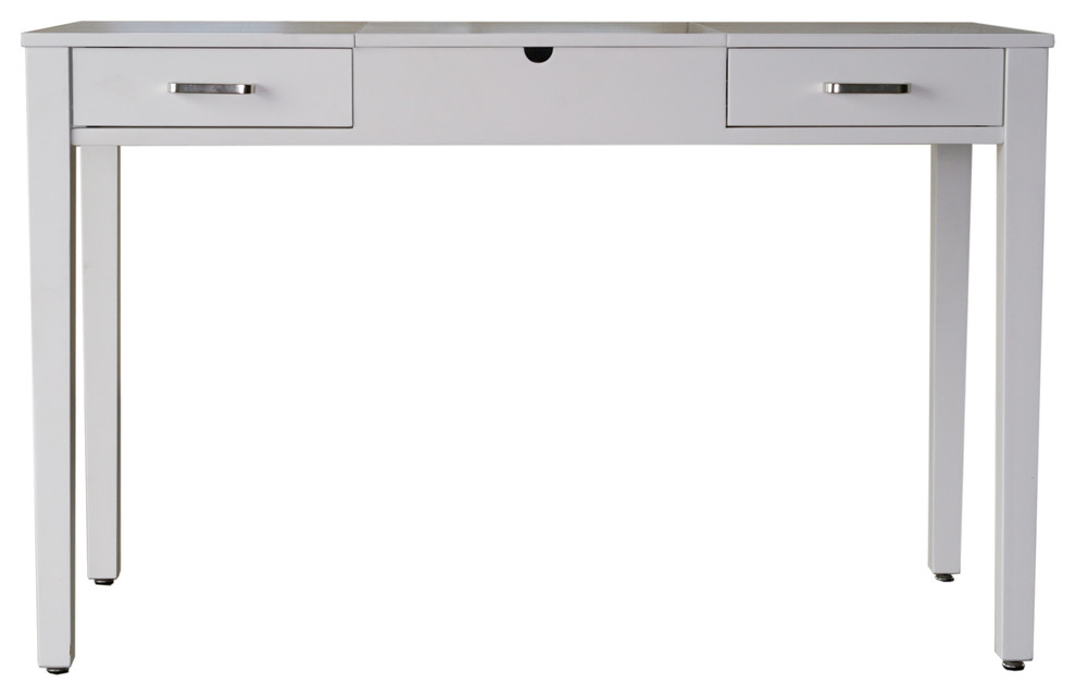 Haven Home Ainsley Vanity Desk, Crisp White Transitional Desks And