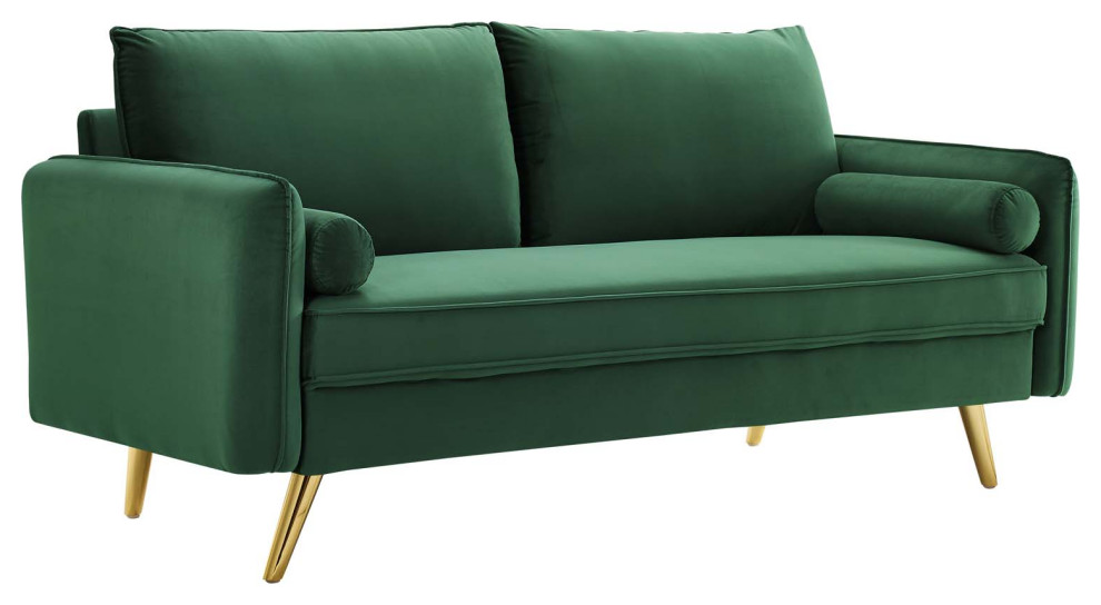 Revive Performance Velvet Sofa, Emerald