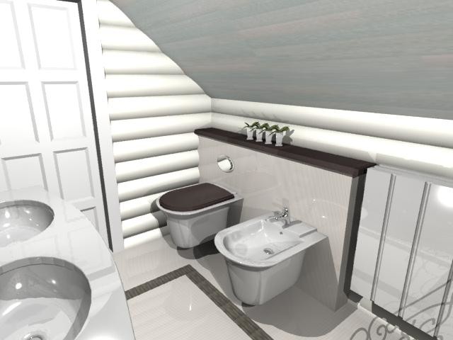 ванная с джакузи на мансардном этаже в доме из бруса