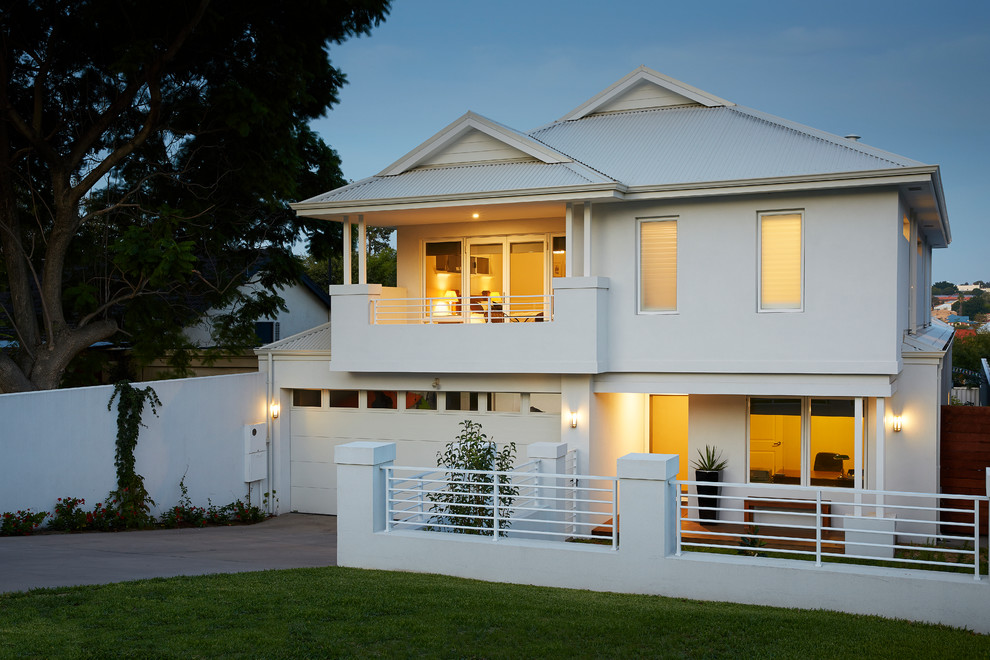 This is an example of a mid-sized contemporary two-storey grey exterior in Perth.