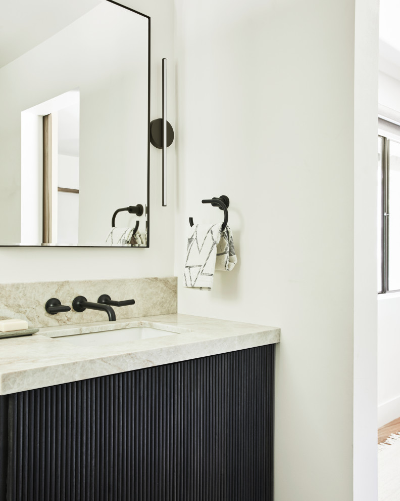 Spanish Modern - Bathroom - mid-sized transitional single-sink bathroom idea in Los Angeles