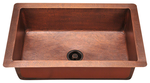 MR Direct 903 Single Bowl Copper Sink, Copper Strainer