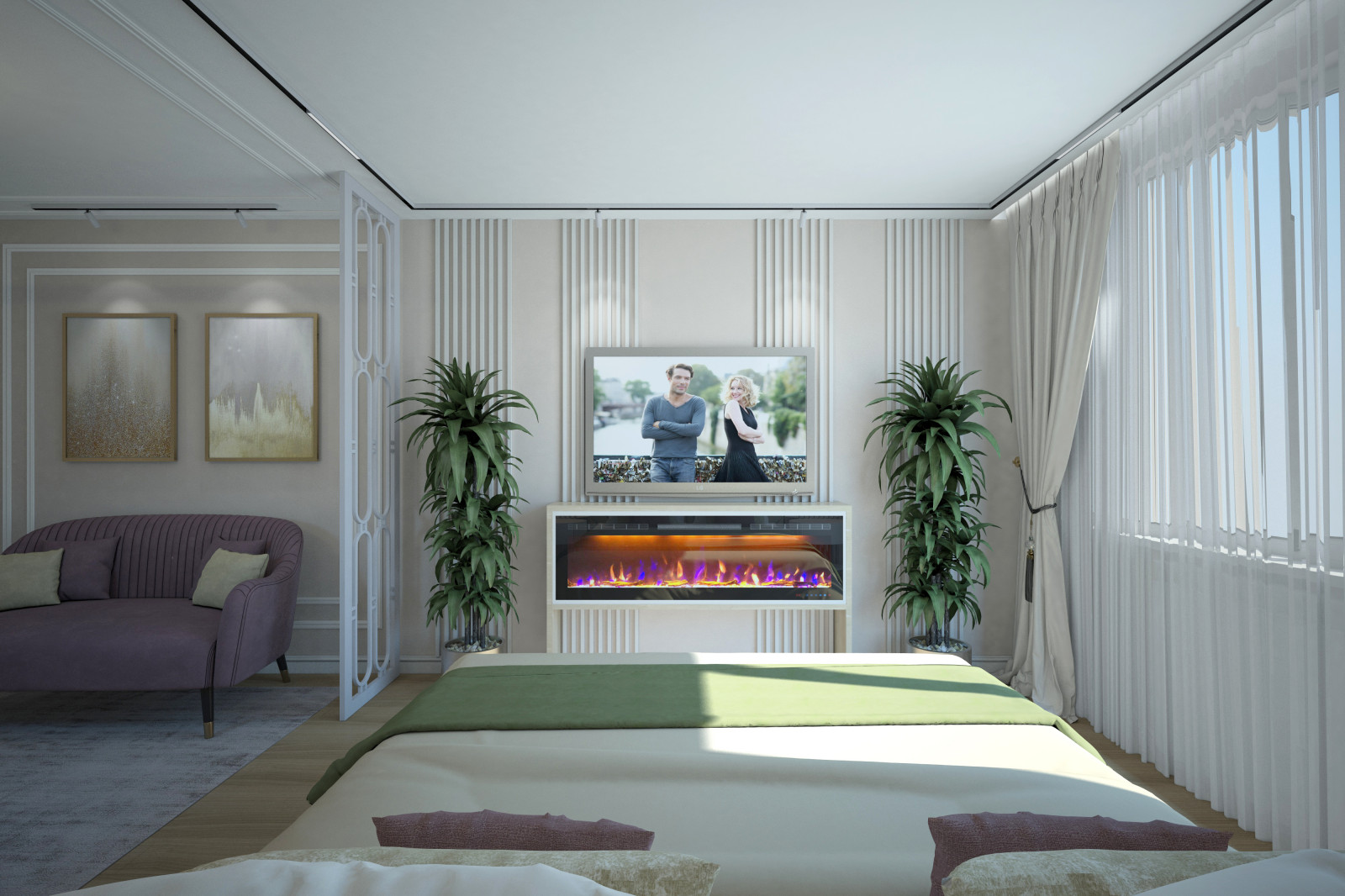 Спальня. Квартира в многоэтажном доме 160м2. 2 Варианта.