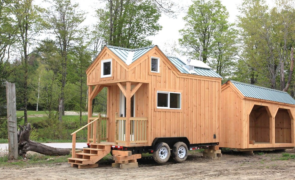 Example of a small eclectic home design design in Boston