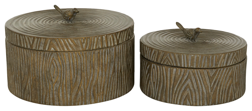 Vintage Bronze Metal Decorative Jars 37855 - Rustic - Jewelry Boxes And ...