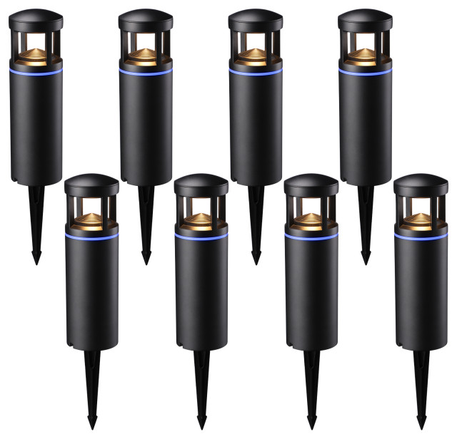 Footpath Rgb 8-Pack RGB LED Pathway Lights, 7 Color Changing, Aluminum, Black ...