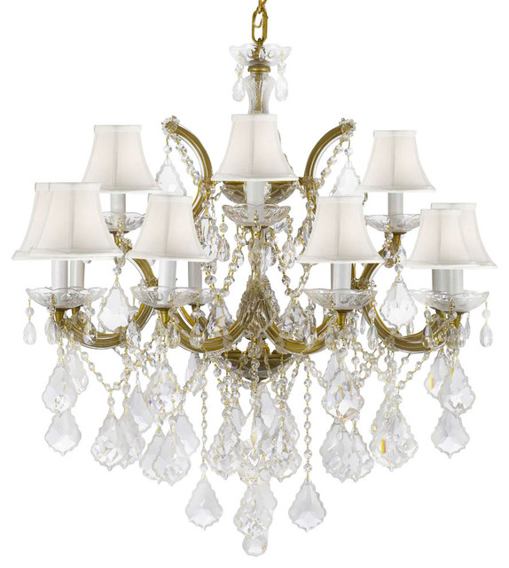 Crystal Chandelier With White Shades - Traditional - Chandeliers - by ...