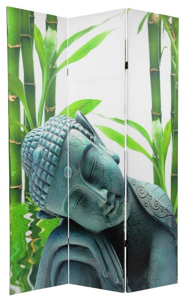 6' Tall Double Sided Serenity Buddha Room Divider Asian Screens And