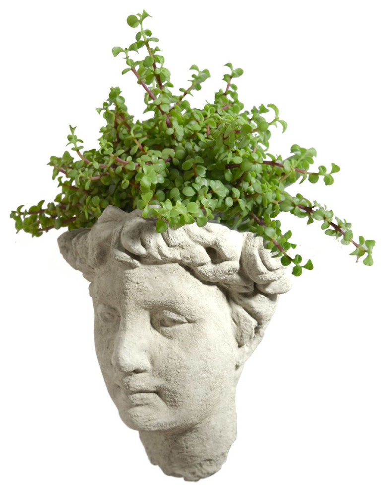Vintage Goddess Cast Stone Wall Planter, Classic Natural