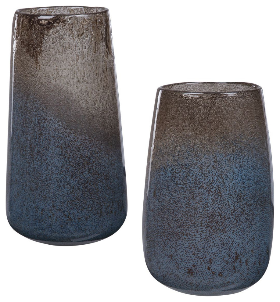 Uttermost Ione Seeded Glass Vases, Set of 2