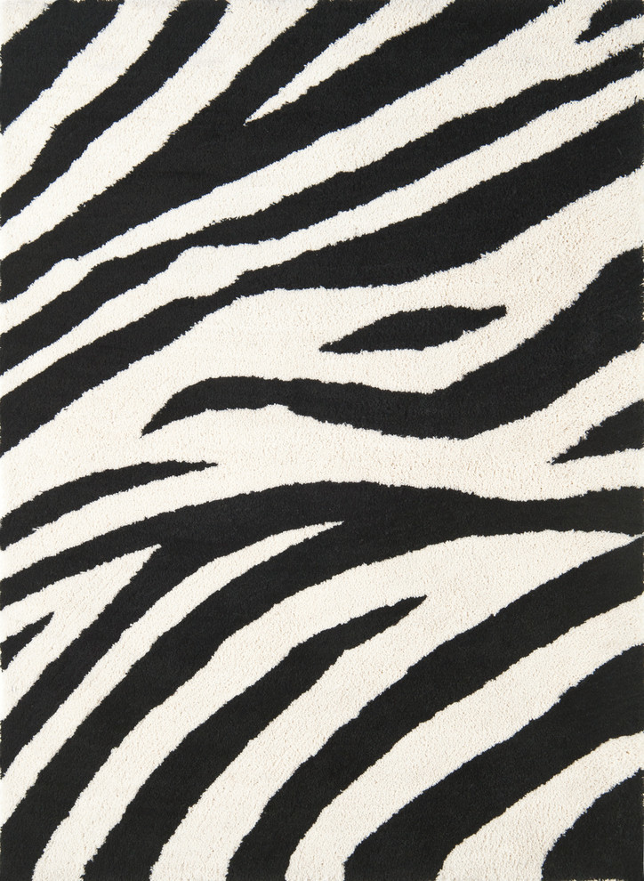 Zebra Shag Rug Ivory Black - Contemporary - Area Rugs - by CONTINENTAL ...