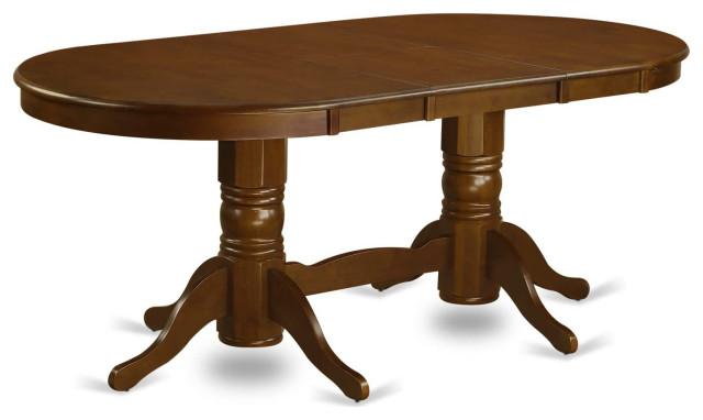 Espresso Oval Dining Table with Butterfly Leaf and Double Pedestal Base ...