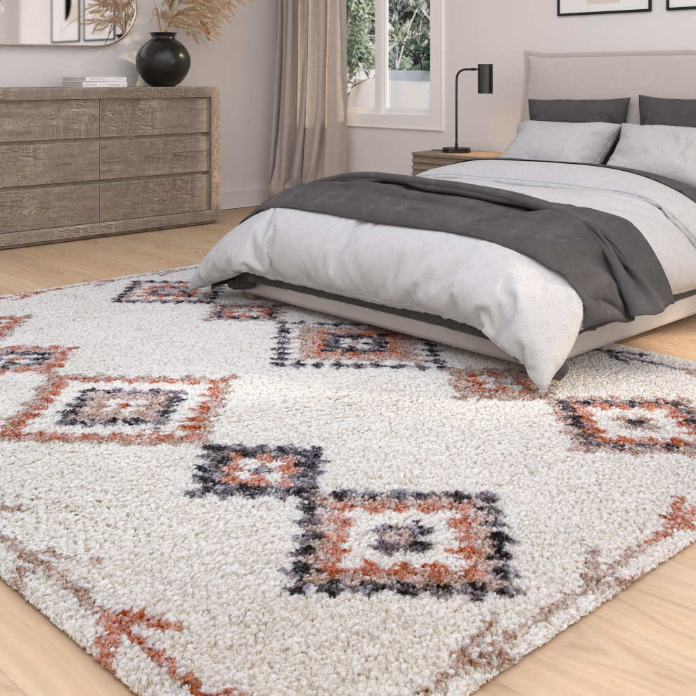 Oasis Eloven White and Multicolor Polyester Area Rug Southwestern