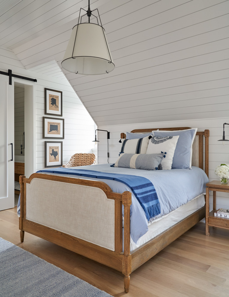 Beverly | 2018 - Bedroom and mid-sized transitional boy light wood floor and beige floor kids' bedroom photo in Dallas with white walls