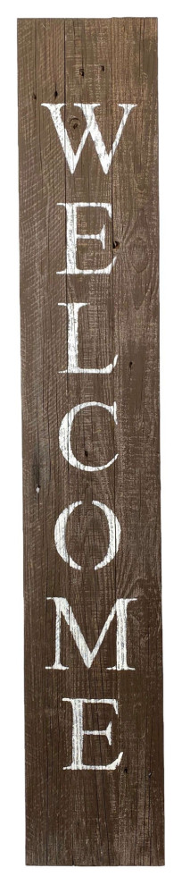 Rustic Espresso Brown And White Front Porch Welcome Sign