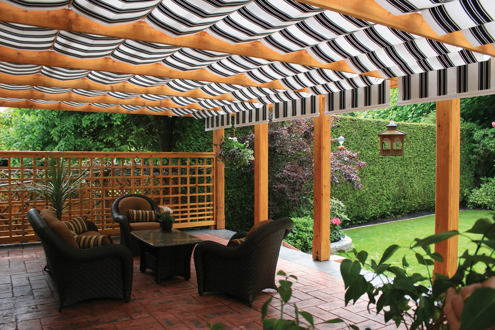 ShadeTree Canopies between wood beams Eclectic Patio Sacramento by ShadeTree