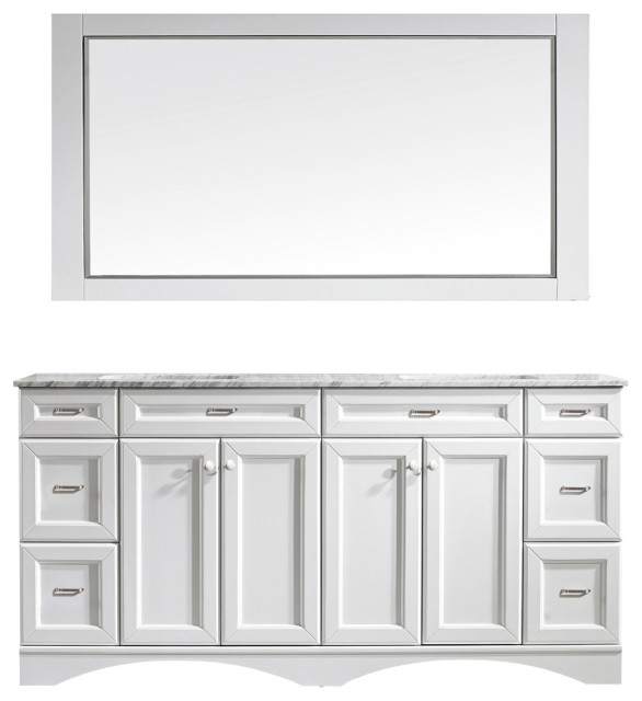 Naples 72" Double Vanity Transitional Bathroom Vanities And Sink